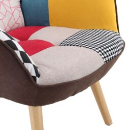 Living and Home Patchwork Linen Colorful Upholstered Armchair in Blue - thumbnail 5