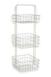 Orsina Modern Design 3 Tier Black Storage Caddy With Handles, Wire Shower Caddy, Organiser Shelf For Laundry in White - thumbnail 2