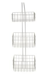 Orsina Modern Design 3 Tier Black Storage Caddy With Handles, Wire Shower Caddy, Organiser Shelf For Laundry in White - thumbnail 3