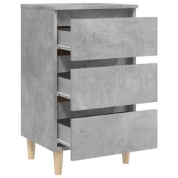 Berkfield Home Sturdy Bed Cabinet with Solid Wood Legs Concrete Grey 40x35x69 cm - Size: 40 x 35 x 69 cm - thumbnail 7
