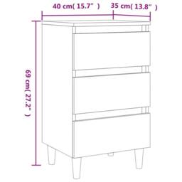 Berkfield Home Sturdy Bed Cabinet with Solid Wood Legs Concrete Grey 40x35x69 cm - Size: 40 x 35 x 69 cm - thumbnail 9
