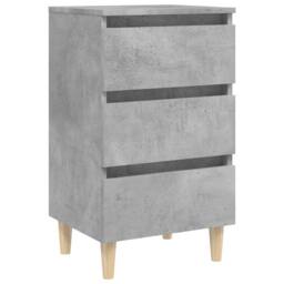 Berkfield Home Sturdy Bed Cabinet with Solid Wood Legs Concrete Grey 40x35x69 cm - Size: 40 x 35 x 69 cm - thumbnail 3