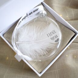 Amaya Rose Ltd In Memory of I Love You Feather Round Bauble Gift Boxed. Memorial in Clear - thumbnail 4
