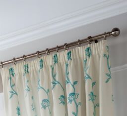 Luxury Living Exe Embroidery Lined Voile Curtains in Teal - Size: 148 cm width x 229 cm drop - thumbnail 3