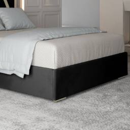 Casani Warrington Upholstered Soft Velvet Black Metal Designer Bed Frame - Size: Small Double - thumbnail 7