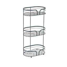 Showerdrape Dante Modern 3-Tier Floor Caddy - Bathroom Storage in White, Grey, Pink, Chrome, Black, Sage Green in Grey - thumbnail 3