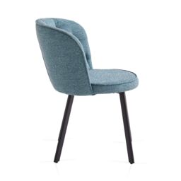 SONARA Modern Set of 2 Dining Chairs with Blended Woven Fabric & Metal Legs in Blue - thumbnail 8