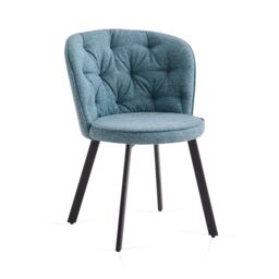 SONARA Modern Set of 2 Dining Chairs with Blended Woven Fabric & Metal Legs in Blue - thumbnail 7