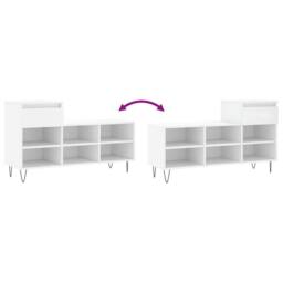 Berkfield Home Shoe Cabinet White 102x36x60 cm Engineered Wood - Size: 102 x 36 x 60 cm - thumbnail 9