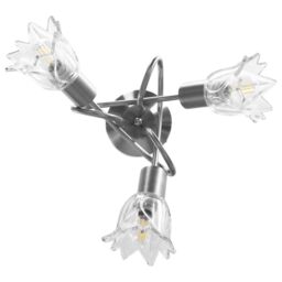 Berkfield Home Ceiling Lamp with Transparent Glass Shades for 3 E14 Bulbs Tulip in Black - thumbnail 5