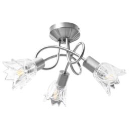 Berkfield Home Ceiling Lamp with Transparent Glass Shades for 3 E14 Bulbs Tulip in Black - thumbnail 2