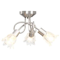 Berkfield Home Ceiling Lamp with Transparent Glass Shades for 3 E14 Bulbs Tulip in Black - thumbnail 3
