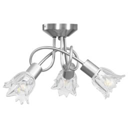 Berkfield Home Ceiling Lamp with Transparent Glass Shades for 3 E14 Bulbs Tulip in Black - thumbnail 4