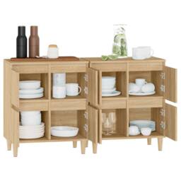 Berkfield Home Sideboards 2 pcs Sonoma Oak 60x35x70 cm Engineered Wood in Light Tan - Size: 60 x 35 x 70 cm - thumbnail 5