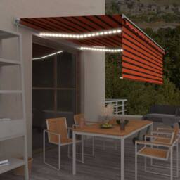 Berkfield Home Manual Retractable Awning with Blind&LED 4x3m Orange&Brown - thumbnail 2