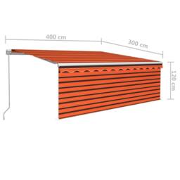 Berkfield Home Manual Retractable Awning with Blind&LED 4x3m Orange&Brown - thumbnail 7