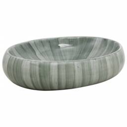 Berkfield Home Countertop Basin Green Oval 59x40x15 cm Ceramic - Size: 59 x 40 x 15 cm