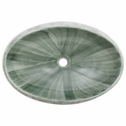 Berkfield Home Countertop Basin Green Oval 59x40x15 cm Ceramic - Size: 59 x 40 x 15 cm - thumbnail 6