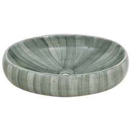 Berkfield Home Countertop Basin Green Oval 59x40x15 cm Ceramic - Size: 59 x 40 x 15 cm - thumbnail 4