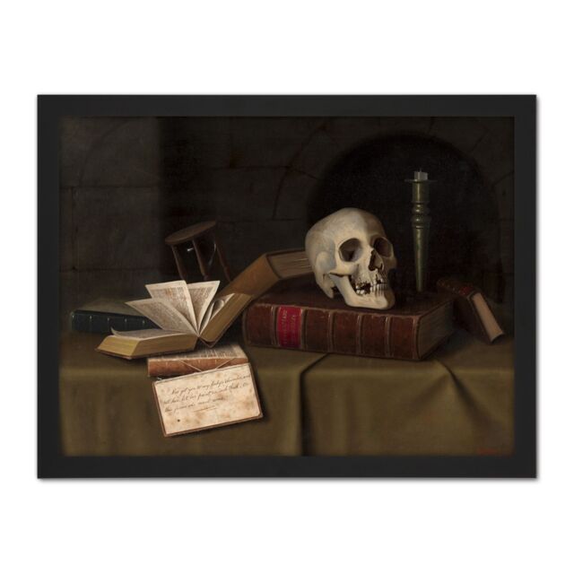 "Artery8 Wall Art Print Harnett Memento Mori To This Favour Large Framed Wall Décor Art in Light Oak - Size: W18"" x H24""" - image 1