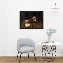 "Artery8 Wall Art Print Harnett Memento Mori To This Favour Large Framed Wall Décor Art in Light Oak - Size: W18"" x H24""" - thumbnail 2
