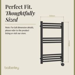 Balterley Electric Round Tube Towel Rail with 10 Bars, 800 x 500mm - Anthracitee in Grey - thumbnail 5