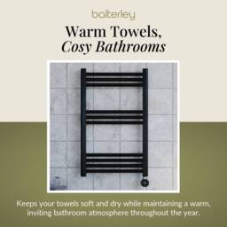 Balterley Electric Round Tube Towel Rail with 10 Bars, 800 x 500mm - Anthracitee in Grey - thumbnail 7