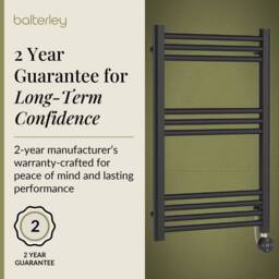 Balterley Electric Round Tube Towel Rail with 10 Bars, 800 x 500mm - Anthracitee in Grey - thumbnail 6