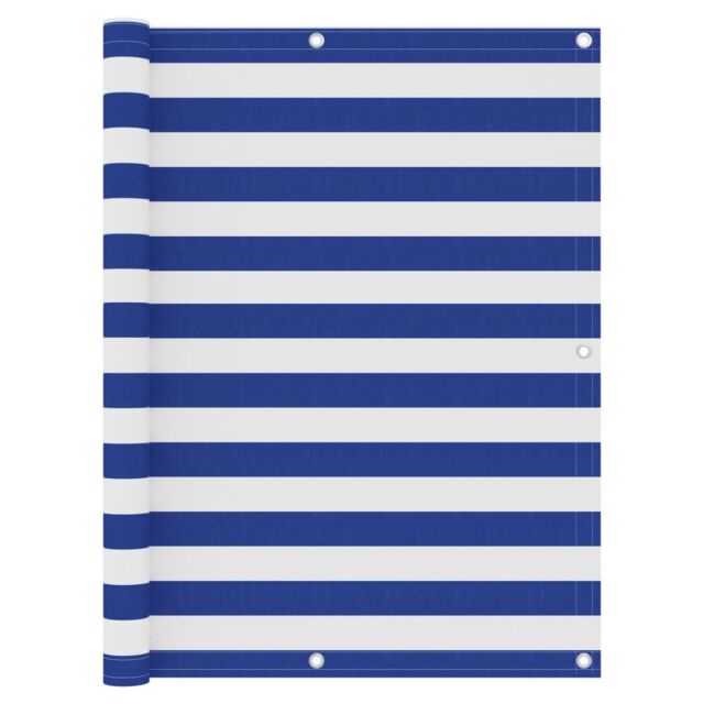 Berkfield Home Balcony Screen White & Blue 120x400 cm Oxford Fabric - image 1