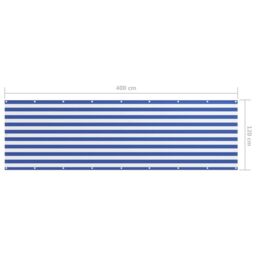 Berkfield Home Balcony Screen White & Blue 120x400 cm Oxford Fabric - thumbnail 5