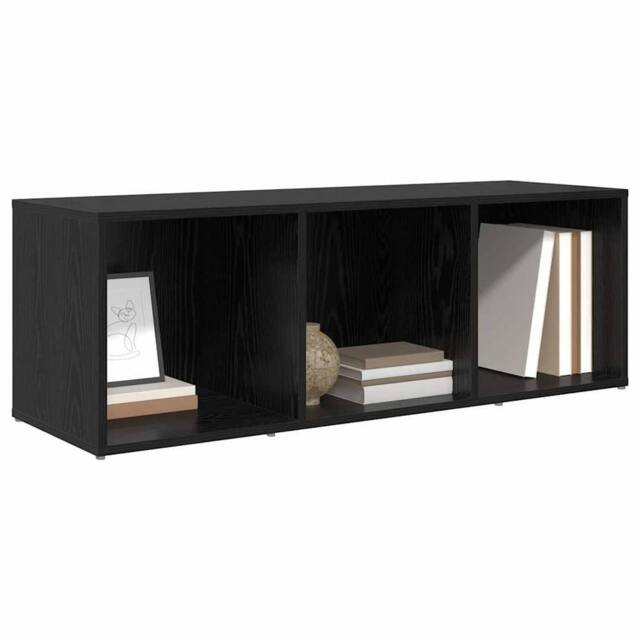 Berkfield Home TV Cabinet with Storage Black oak Engineered Wood - image 1