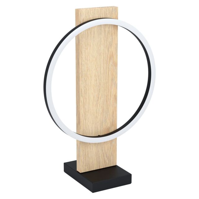 Loops Table Lamp Colour Black Brown Shade White Plastic Bulb LED 1x12W Included - image 1