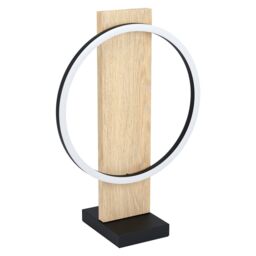 Loops Table Lamp Colour Black Brown Shade White Plastic Bulb LED 1x12W Included