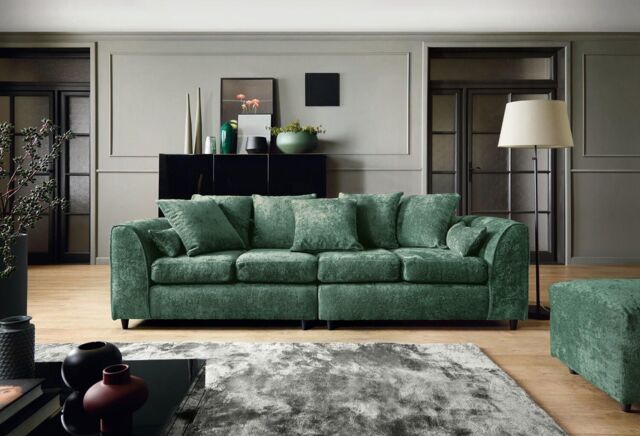 Abakus Direct Harriet Crushed Chenille 4 Seater Sofa in Rifle Green - image 1