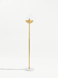 Orsina Gold Finish Metal Floor Lamp With White Marble Base, Metallic Floor Floor Lamp, Ideal For Reading Corners - thumbnail 3