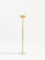 Orsina Gold Finish Metal Floor Lamp With White Marble Base, Metallic Floor Floor Lamp, Ideal For Reading Corners - thumbnail 4