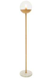 Orsina Gold Finish Metal Floor Lamp With White Marble Base, Metallic Floor Floor Lamp, Ideal For Reading Corners - thumbnail 2