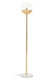 Orsina Gold Finish Metal Floor Lamp With White Marble Base, Metallic Floor Floor Lamp, Ideal For Reading Corners - thumbnail 1