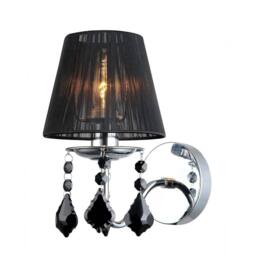 Netlighting Wall Lamp Chrome Black 1 Light with Black Fabric Shade E14