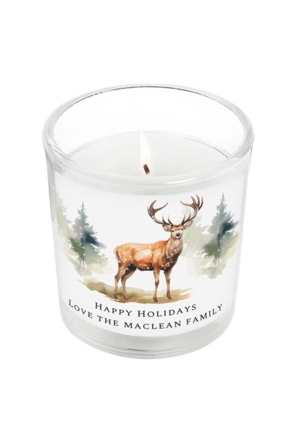 Personalised Memento Company Personalised Water Colour Stag Candle Jar in Off-White - image 1