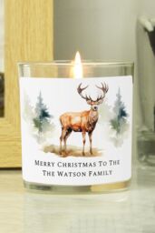Personalised Memento Company Personalised Water Colour Stag Candle Jar in Off-White - thumbnail 4