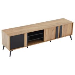 Merax Industrial TV Stand for TVs up to 80 Inch, Media Unit Console Table in Brown - thumbnail 6