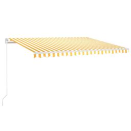 Berkfield Home Manual Retractable Awning 400x350 cm Yellow & White - thumbnail 2