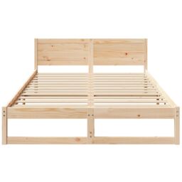 Berkfield Home Bed Frame Natural Wood Solid Pine Wood 160 x 200 cm Durable in Beige - thumbnail 6