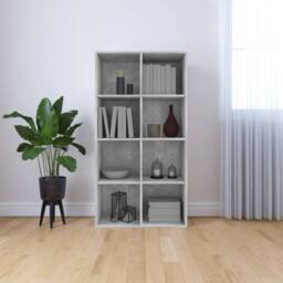 Berkfield Home Book Cabinet/Sideboard Concrete Grey 66x30x130 cm Engineered Wood - Size: 66 x 30 x 130 cm - thumbnail 2