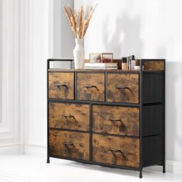 Pirlo Plush Industrial Rustic Brown Chest With 7 Fabric Drawers - thumbnail 3
