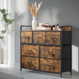 Pirlo Plush Industrial Rustic Brown Chest With 7 Fabric Drawers - thumbnail 4