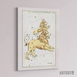"Artery8 Vintage Leo Constellation Illustration Hall Canvas Wall Art Print in White - Size: W12"" x H16""" - thumbnail 2