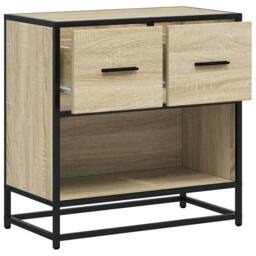 Berkfield Home Bedside Cabinet Sonoma Oak 60x31x60 cm Engineered Wood & Metal in Light Brown - Size: 60 x 31 x 60 cm - thumbnail 8