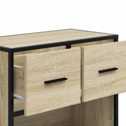 Berkfield Home Bedside Cabinet Sonoma Oak 60x31x60 cm Engineered Wood & Metal in Light Brown - Size: 60 x 31 x 60 cm - thumbnail 9